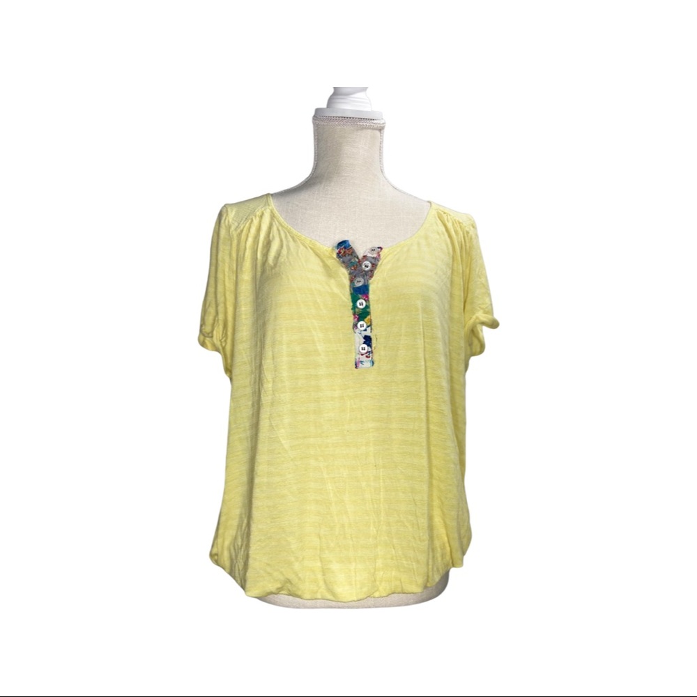 Free People Yellow Striped Top